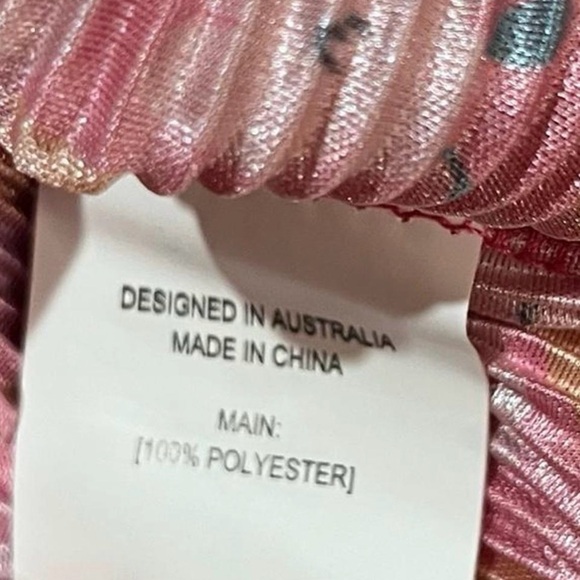 Petal & Pup Minelli Plissé Ruffle Hem Tie Waist Top Pink Size Medium Spring - Picture 4 of 7